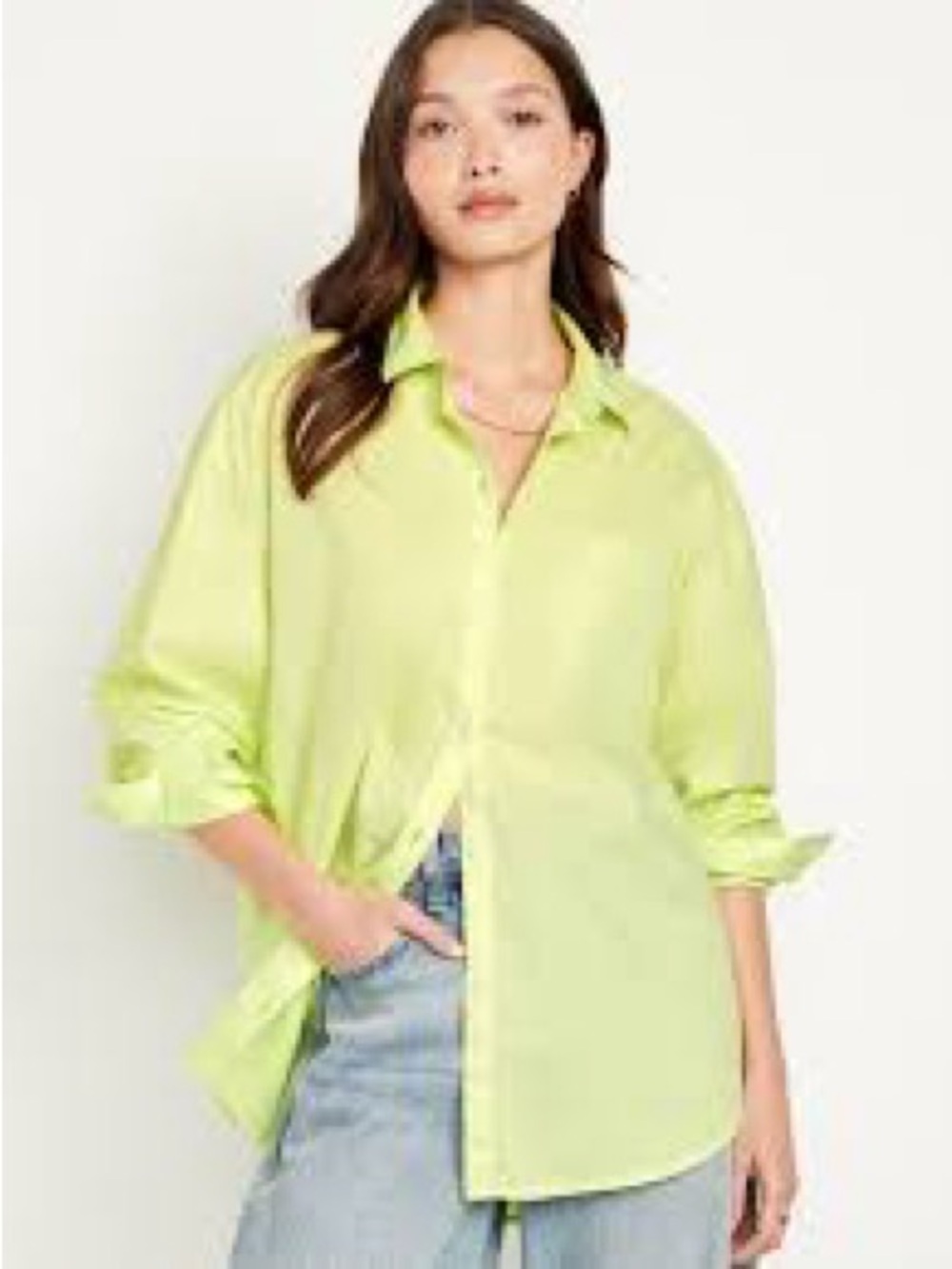 Old Navy Oversized Button-Down boyfriend Shirt in Lime